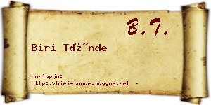Biri Tünde névjegykártya